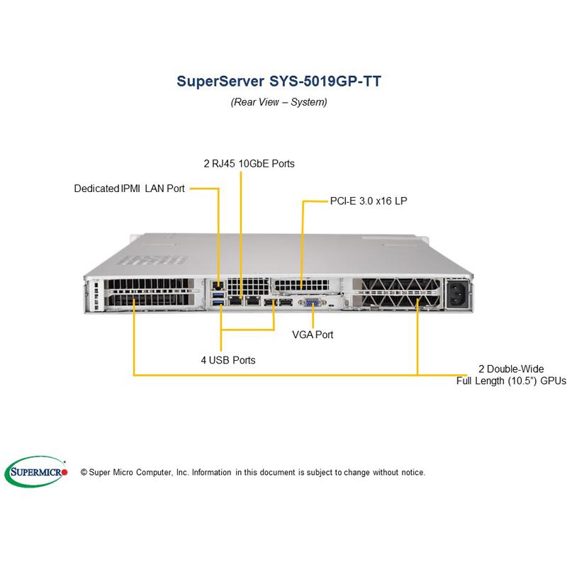 Supermicro SYS-5019GP-TT 1U Barebone Single Intel Processor