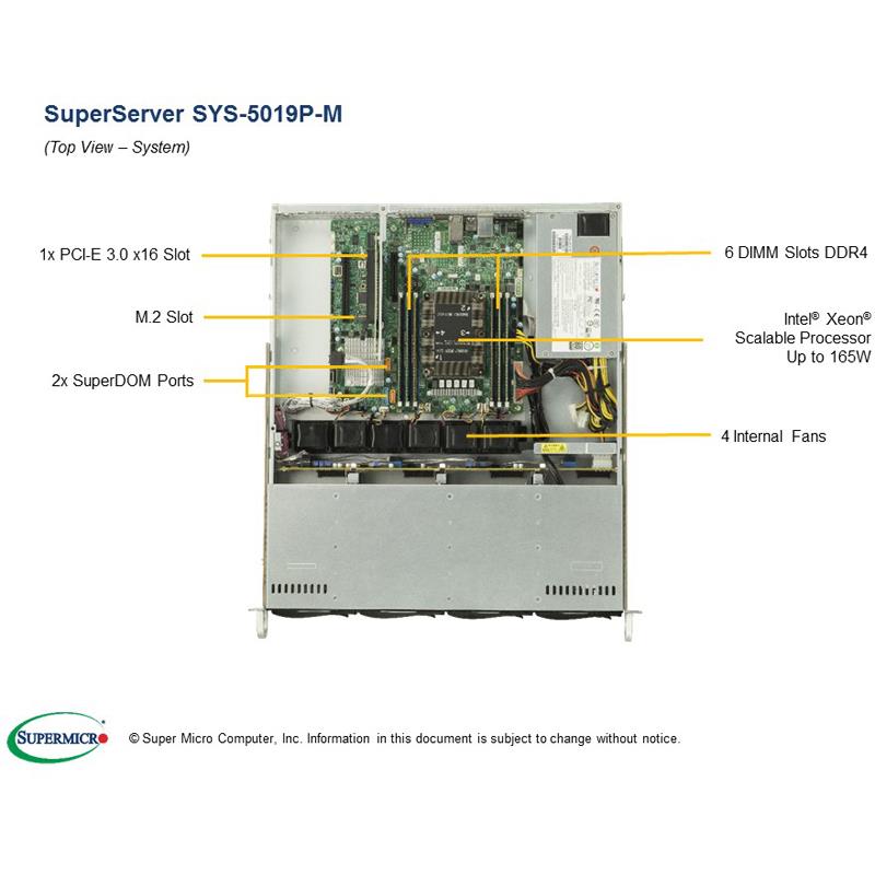 Supermicro SYS-5019P-M 1U Barebone Single Intel Processor