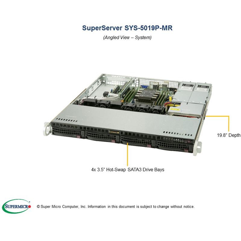 Supermicro SYS-5019P-MR 1U Barebone Single Intel Processor