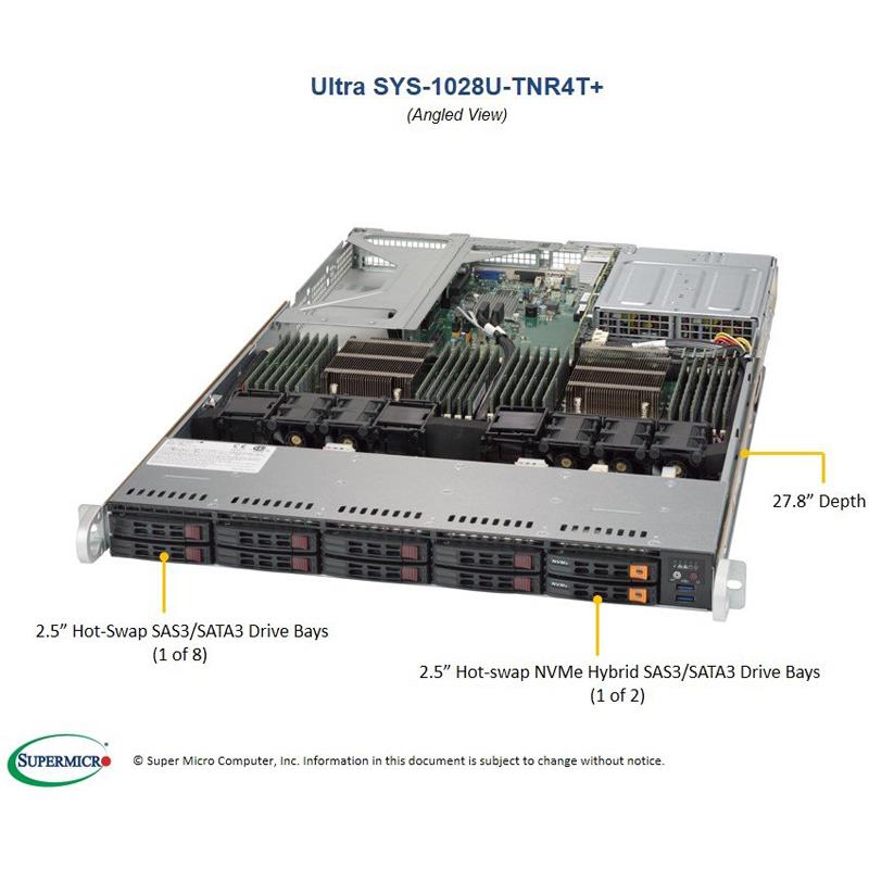 Supermicro SYS-1028U-TNR4T+ 1U Barebone Dual Intel Processor
