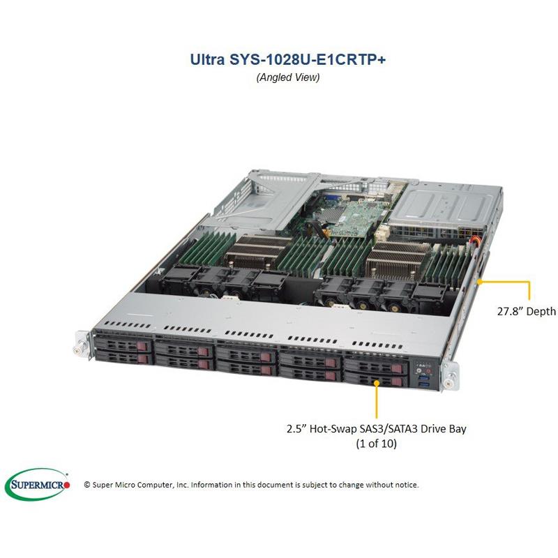 Supermicro SYS-1028U-E1CRTP+ 1U Barebone Dual Intel Processor