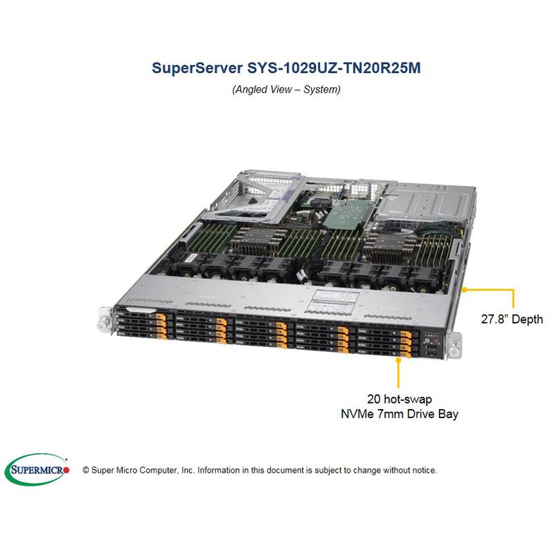 Supermicro SYS-1029UZ-TN20R25M 1U Barebone Dual Intel Processor