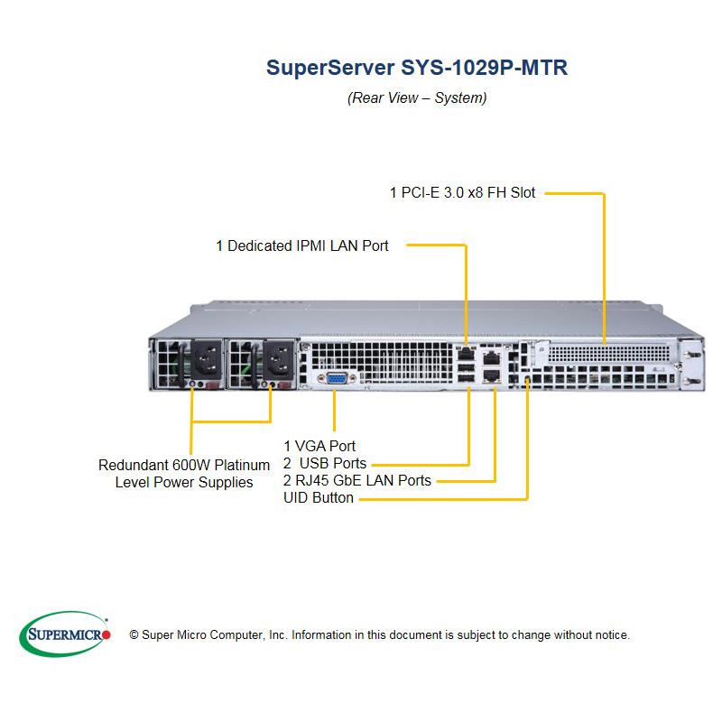 Supermicro SYS-1029P-MTR 1U Barebone Dual Intel Processor