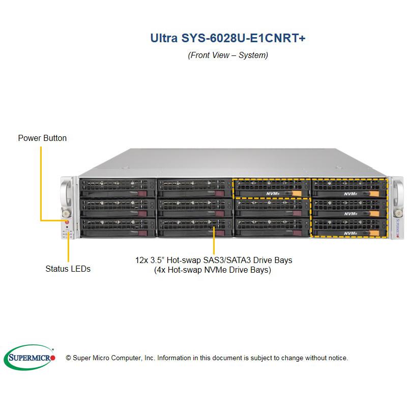 Supermicro SYS-6028U-E1CNRT+ 2U Barebone Dual Intel Processor