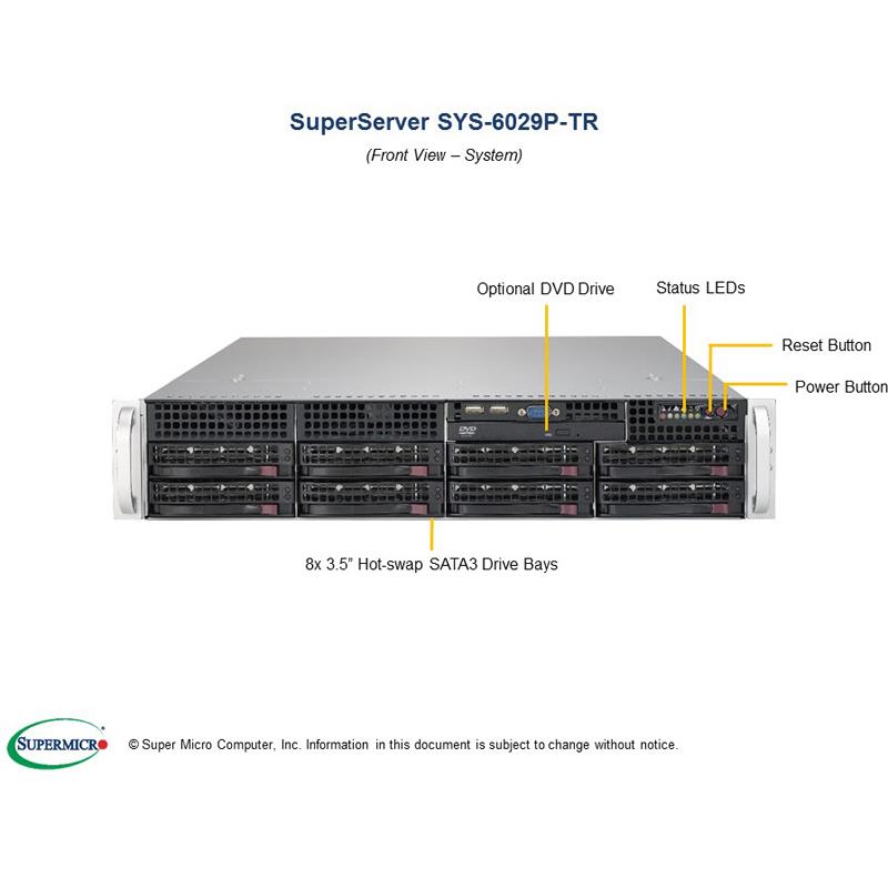 Supermicro SYS-6029P-TR 2U Barebone Dual Intel Processor