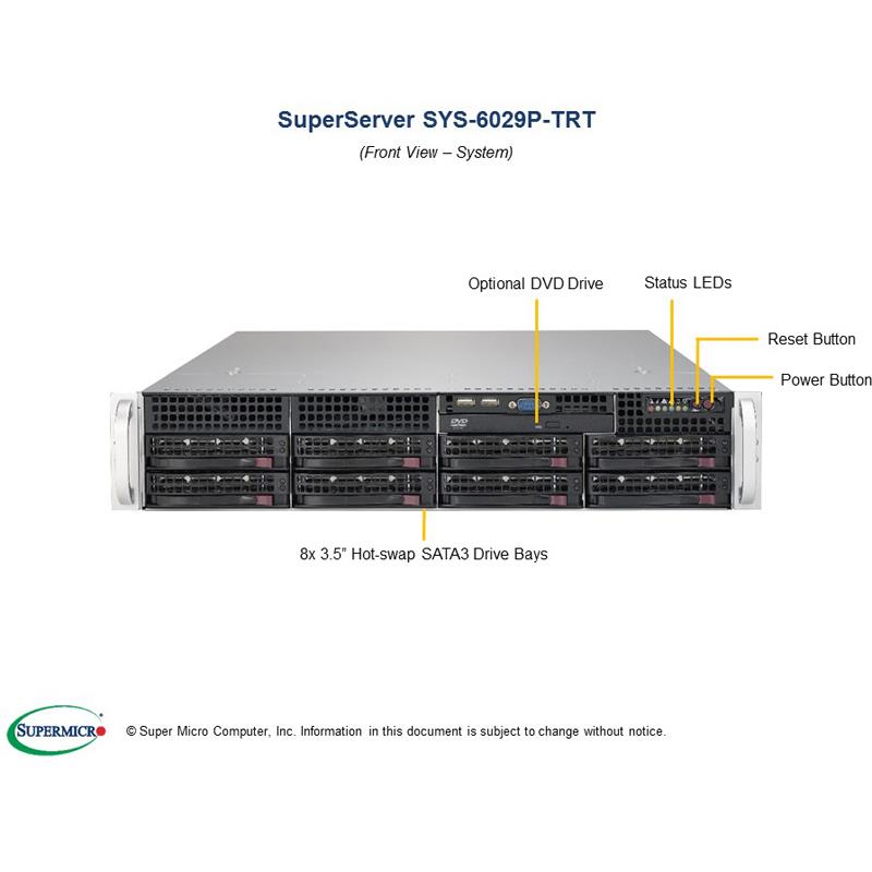 Supermicro SYS-6029P-TRT 2U Barebone Dual Intel Processor