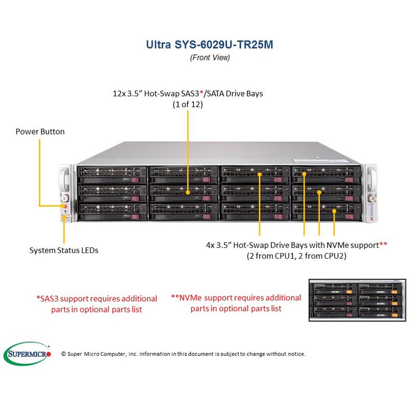 Supermicro SYS-6029U-TR25M 2U Barebone Dual Intel Processor