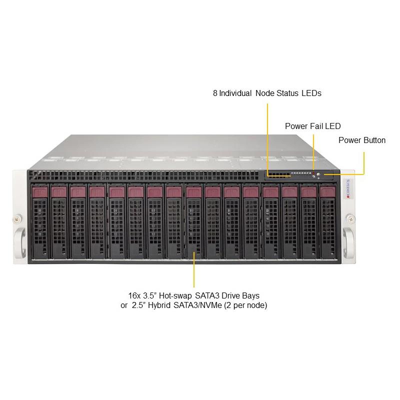 Supermicro SYS-5039MP-H8TNR MicroCloud Barebone Single CPU, 8-Node
