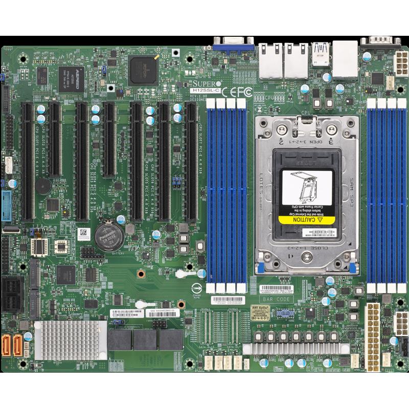 Supermicro H12SSL-C Motherboard ATX Socket SP3 Single AMD EPYC 7002, up to 2TB DDR4 Reg ECC 3200MHz memory in 8 DIMM
