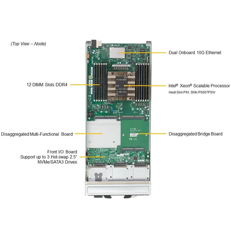 Supermicro SBI-6119P-T3N Blade Barebone Single Intel Xeon Scalable Processors 2nd Generation