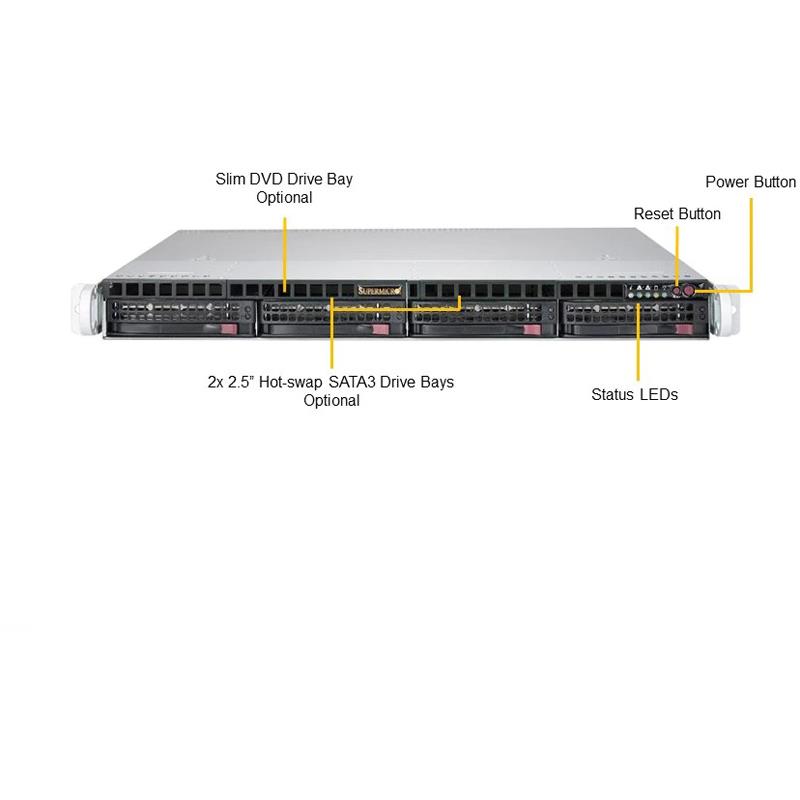 Supermicro SYS-5019C-MHN2 1U Barebone Single Intel Xeon E-2100 Processor Up to 128GB UDIMM SATA3 2 Gigabit Ethernet