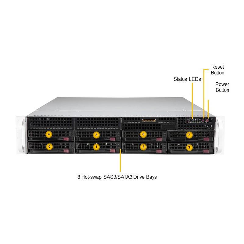 Supermicro SYS-520P-WTR UP 2U Barebone 3rd Gen Single Intel Xeon Scalable Processor Up to 2TB DRAM SATA3, NVMe, Dual 10GbE