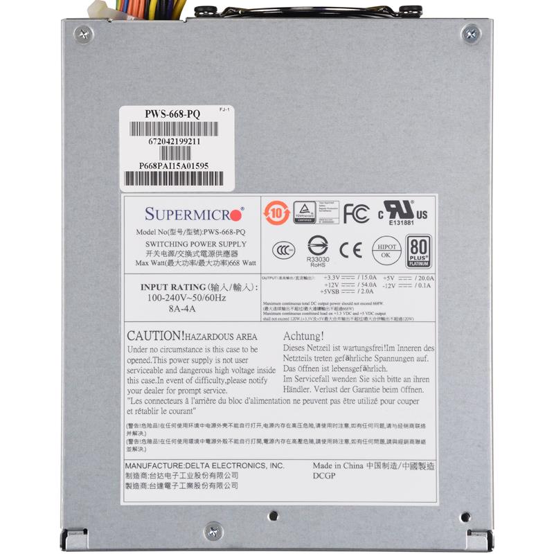 Supermicro PWS-668-PQ 668W 80 Plus Platinum Multi-Output PS2 Power Supply