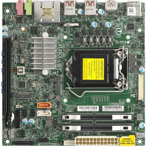 Supermicro X12SCV-LVDS Motherboard Mini-ITX Single Socket LGA-1200 (Socket H5) Intel Xeon W-1200 and Intel Core i9/i7/i5/i3 Processors 10th Generation