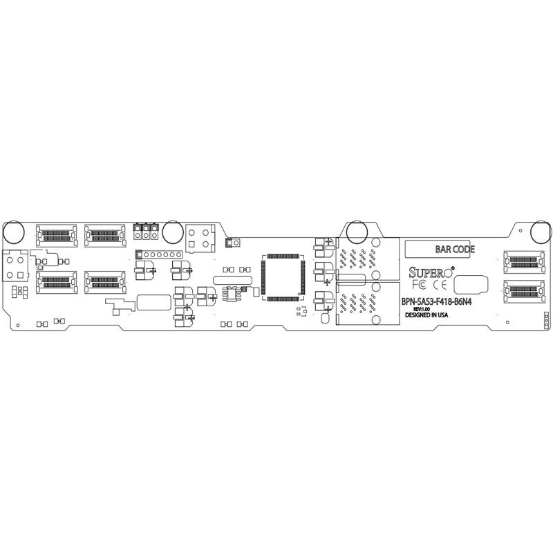 Supermicro BPN-SAS3-F418-B6N4 6-Port Hybrid Backplane Storage Media for FatTwin Platform