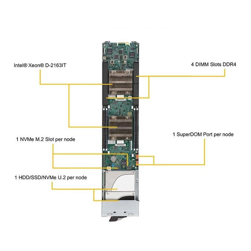 Supermicro MBI-6219B-T63N-PACK MicroBlade Barebone Embedded Intel Xeon D-2163IT Processor