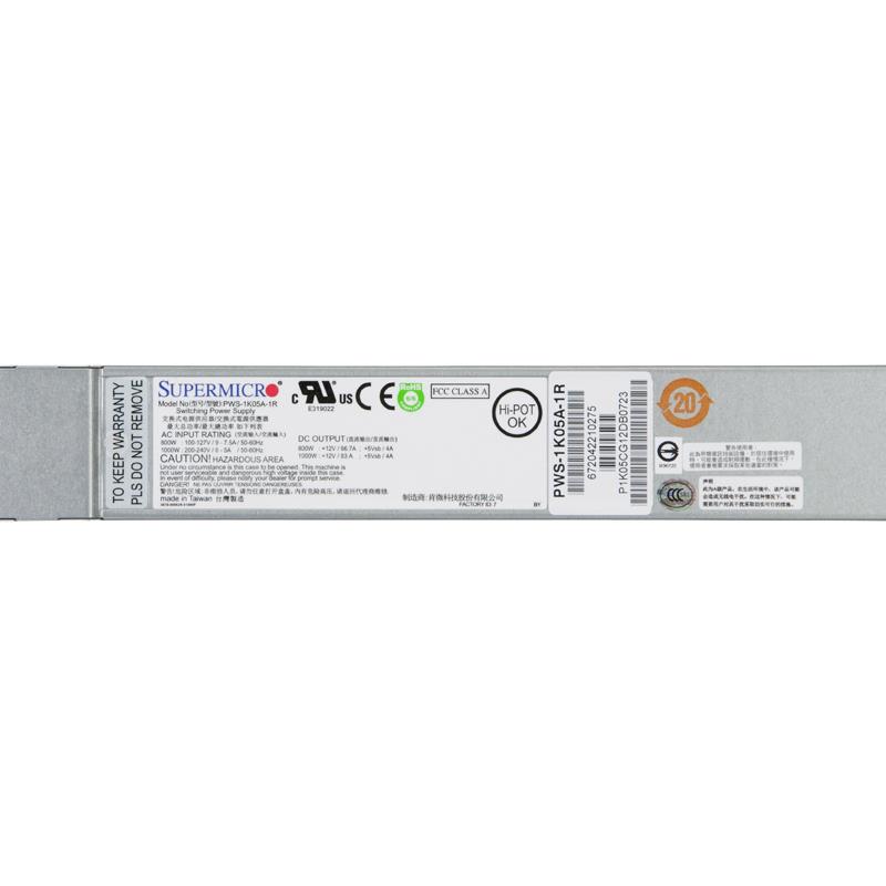 Supermicro PWS-1K05A-1R 1U 1000W Redundant Hot-swappable Power Supply