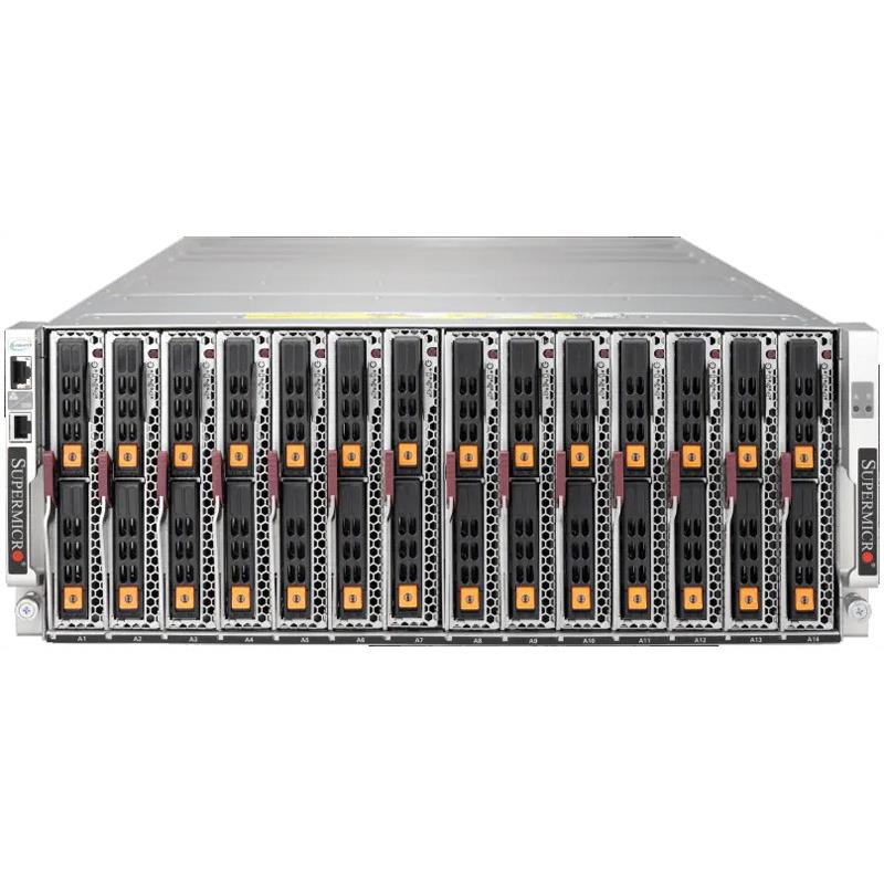 Supermicro SBE-414J-422 4U SuperBlade Enclosure House Up To 14 Dual-Socket Blade Servers Equipped With Four 2200W Titanium Power Supplies