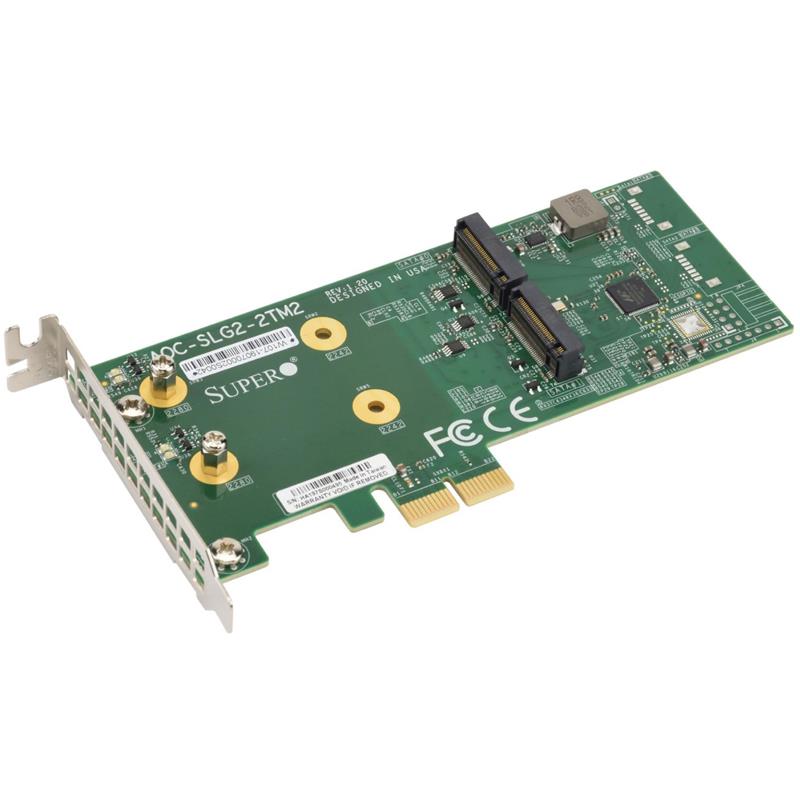 Supermicro 2-Port M.2 SATA3 Add-on Gen2 PCIe x2 Hardware RAID1 for SYS-2029BT-HTR, AOC-SLG2-2TM2