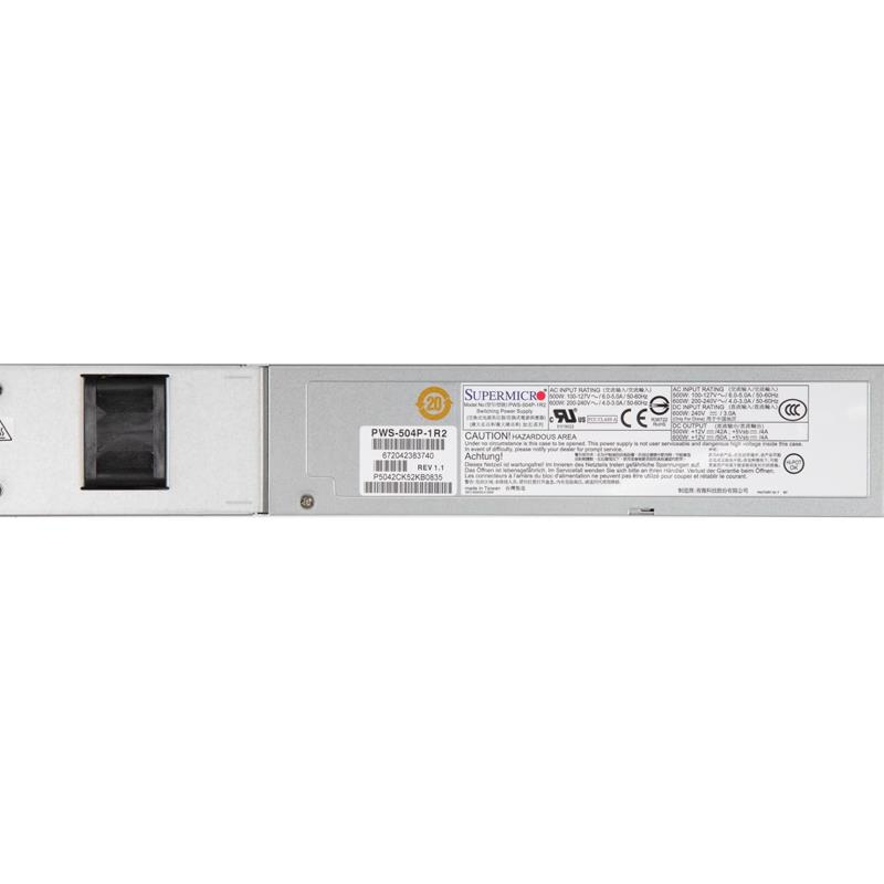 Supermicro PWS-504P-1R2 1U 500W/600W 80 Plus Platinum AC-DC/DC-DC Power Supply With PMBus 1.2 Support