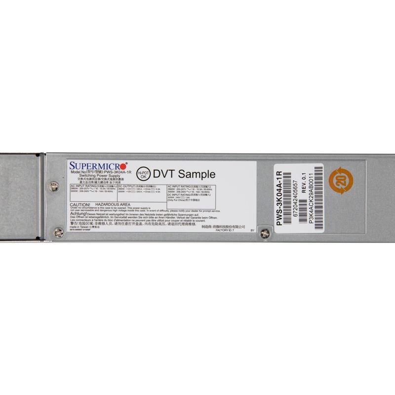 Supermicro PWS-3K04A-1R 1U 2880W/3000W Redundant Titanium AC-DC/DC-DC Power Supply With PMBus 1.2 Support