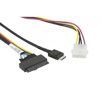 Supermicro CBL-SAST-1011 Cable Connector: OCuLink SFF-8611 (x4) to SFF-8639 U.2 with 4 Pin Power Cable, Data rate: 12 Gb/s, 34AWG, 75cm