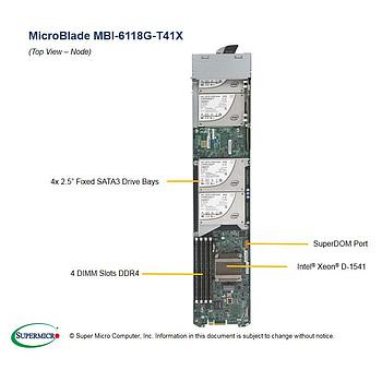 Supermicro MBI-6118G-T41X-PACK MicroBlade Barebone Embedded Intel Xeon D-1541 Processor