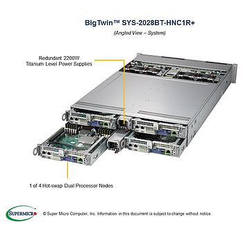 Supermicro SYS-2028BT-HNC1R+ Twin 2U Barebone Four Hot-pluggable Nodes Dual Intel Xeon Processor E5-2600 v4/v3 Family