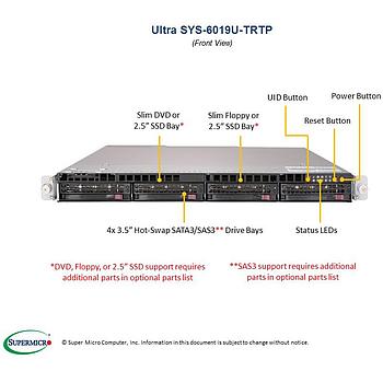 Supermicro SYS-6019U-TRTP 1U Barebone Dual Intel Processor